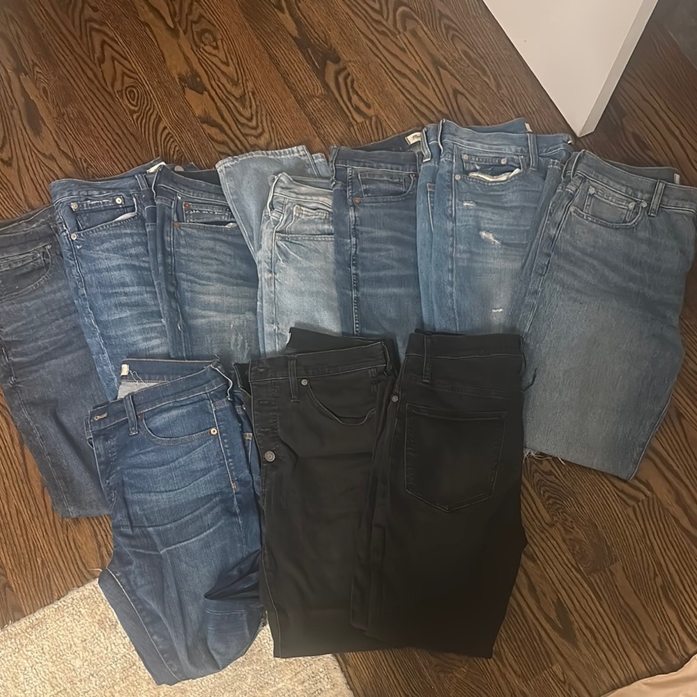Women's Blue and Black Jeans